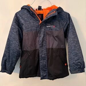 Swiss Tech Jacket W/ Hood - Youth Size XS(4-5) Orange/Gray Excellent Condition
